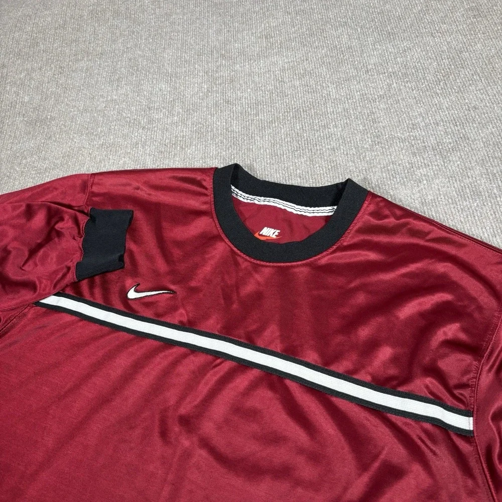Vintage 90s Nike Jersey Shirt Mens XL Long Sleeve Red Striped‎ Distressed Skater